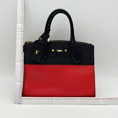 Louis Vuitton | Bags | Louis Vuitton City Steamer Handbag Leather Pm Black Red LA40373