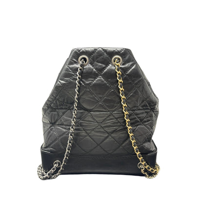 Chanel Chanel Aged Calfskin Quilted Small Gabrielle Backpack Black - Black
