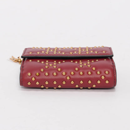 Dior Burgundy Cannage Calfskin Studded Lady Dior Coin Purse
