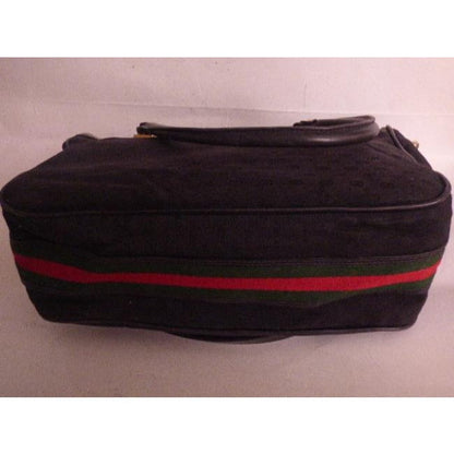 Gucci W Micro Guccissima Print Two Redgreen Stripe Black Leather Satchel