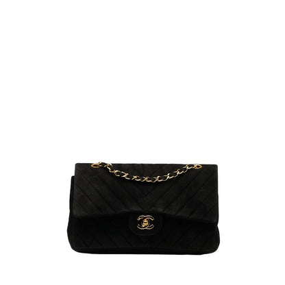 Chanel Mattress 25 Double Flat Chain houlder Bag Black Sweater Lady Chanel