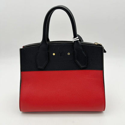 Louis Vuitton | Bags | Louis Vuitton City Steamer Handbag Leather Pm Black Red LA40373