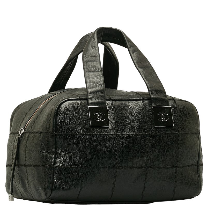 Chanel Coco Handbag Mini Boston Bag Black Leather  Chanel