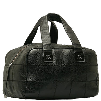 Chanel Coco Handbag Mini Boston Bag Black Leather  Chanel