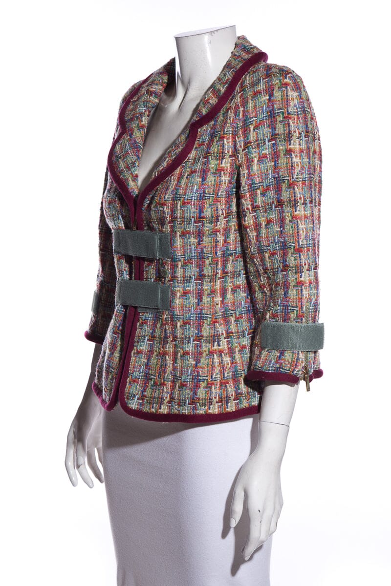 Chanel Multi Color Tweed Velcro Blazer SZ 36