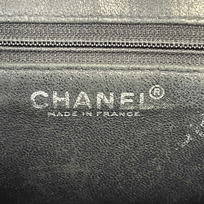 CHANEL CC Medallion Black Diamond Quilted Caviar Leather Tote / Shoulder Bag