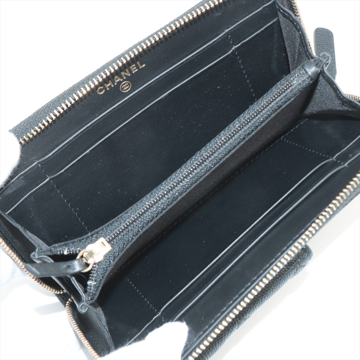 Chanel Matrasse Caviar S Compact Wallet Black Gold  29th