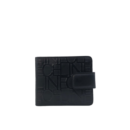 CELINE Logo Leather Folded Wallet Black Vintage zi5srk