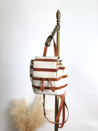 CELINE Macadam Logo Backpack White Vintage zpxaay