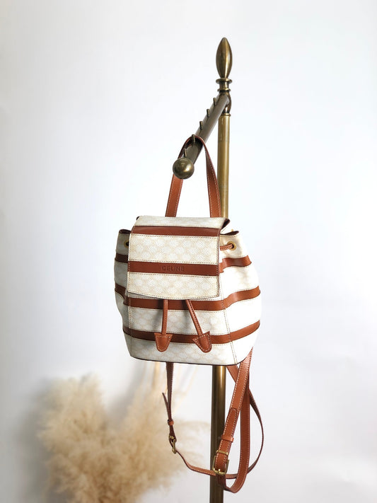 CELINE Macadam Logo Backpack White Vintage zpxaay