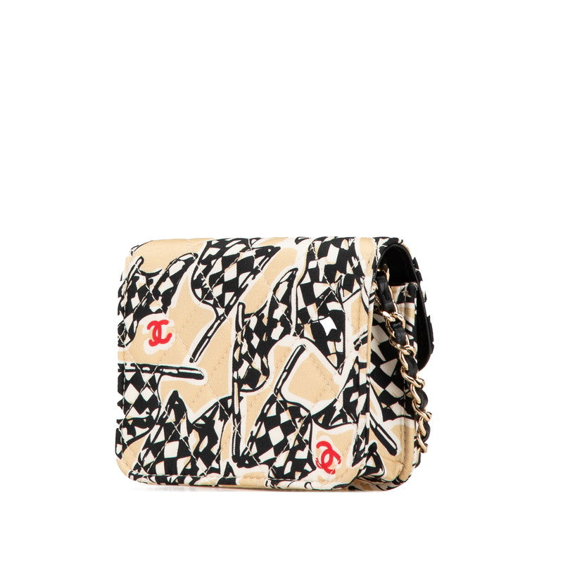 Chanel Matelasse Checker Flag Coco Mark Cotton Leather Shoulder Bag