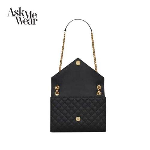 SAINT LAURENT Envelope medium chain bag in supple matelassé leather