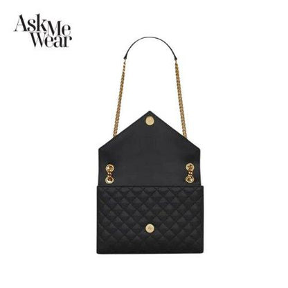 SAINT LAURENT Envelope medium chain bag in supple matelassé leather