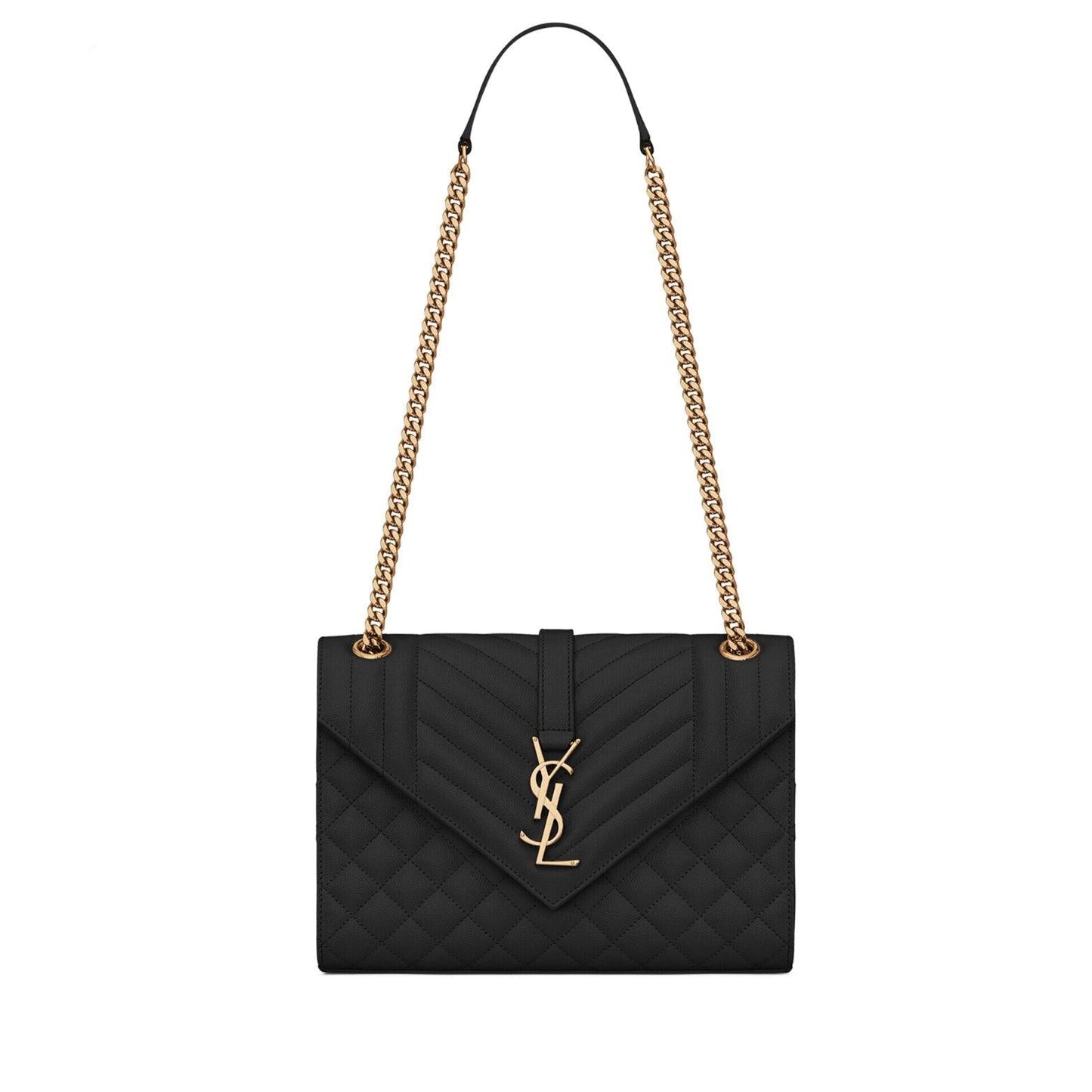 SAINT LAURENT Envelope medium chain bag in supple matelassé leather