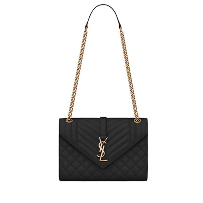 SAINT LAURENT Envelope medium chain bag in supple matelassé leather