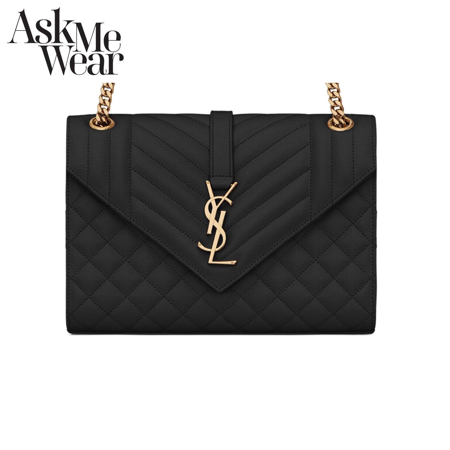 SAINT LAURENT Envelope medium chain bag in supple matelassé leather