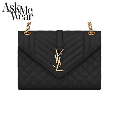 SAINT LAURENT Envelope medium chain bag in supple matelassé leather