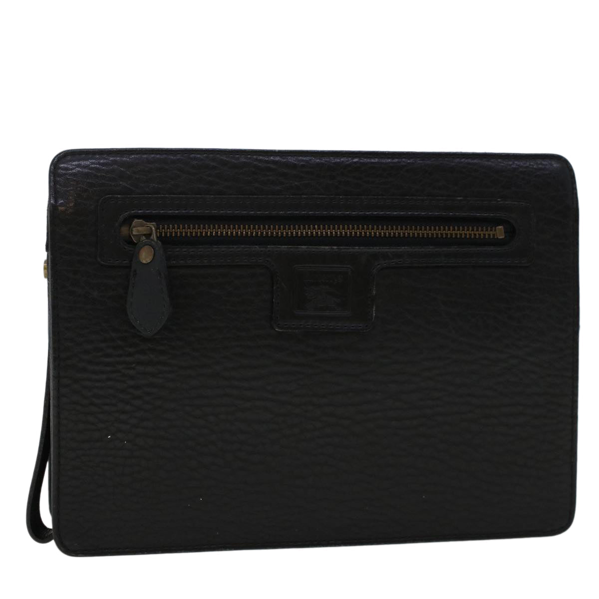 BurberrySs Clutch Bag Leather Black Auth ep1119