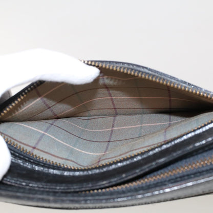 BurberrySs Clutch Bag Leather Black Auth ep1119