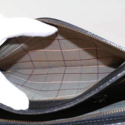 BurberrySs Clutch Bag Leather Black Auth ep1119