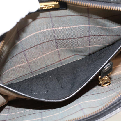 BurberrySs Clutch Bag Leather Black Auth ep1119