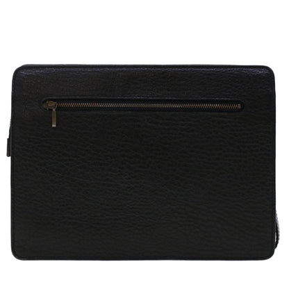 BurberrySs Clutch Bag Leather Black Auth ep1119