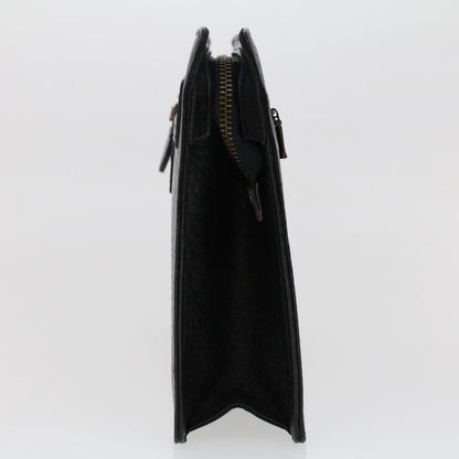 BurberrySs Clutch Bag Leather Black Auth ep1119