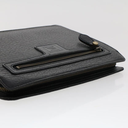 BurberrySs Clutch Bag Leather Black Auth ep1119