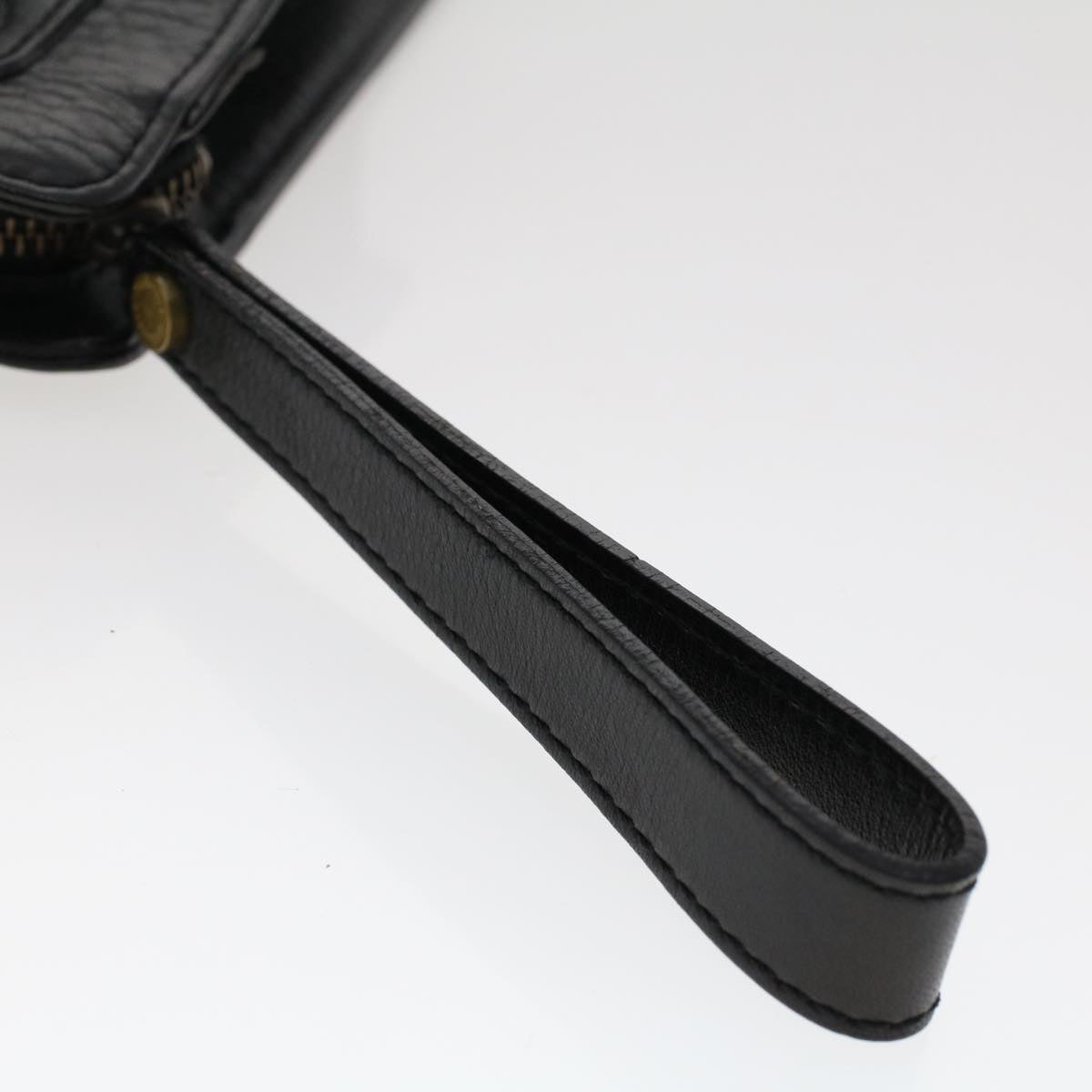 BurberrySs Clutch Bag Leather Black Auth ep1119
