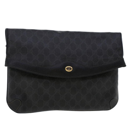 GUCCI GG Canvas Clutch Bag PVC Leather Black 156.02.075  ep1120