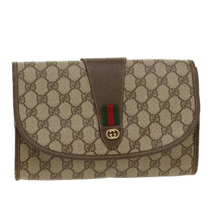GUCCI GG Canvas Web Sherry Line Clutch Bag Beige Red Green 14.01.030  ep1124