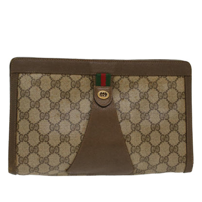 GUCCI GG Canvas Web Sherry Line Clutch Bag Beige Red 5601012  ep1196