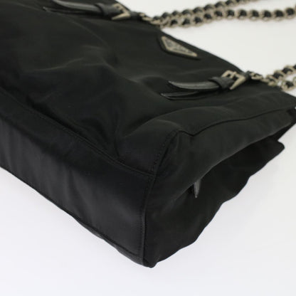 PRADA Chain Shoulder Bag Nylon Black Auth ep1201