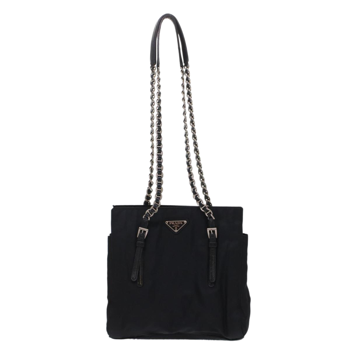 PRADA Chain Shoulder Bag Nylon Black Auth ep1201