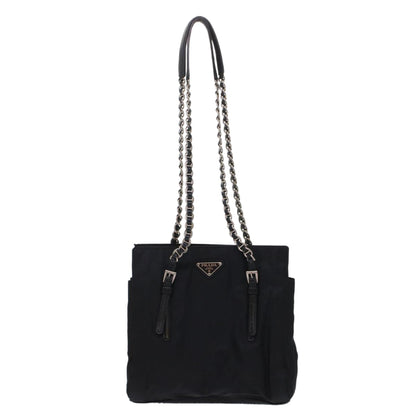 PRADA Chain Shoulder Bag Nylon Black Auth ep1201