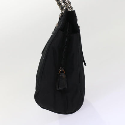 PRADA Chain Shoulder Bag Nylon Black Auth ep1201