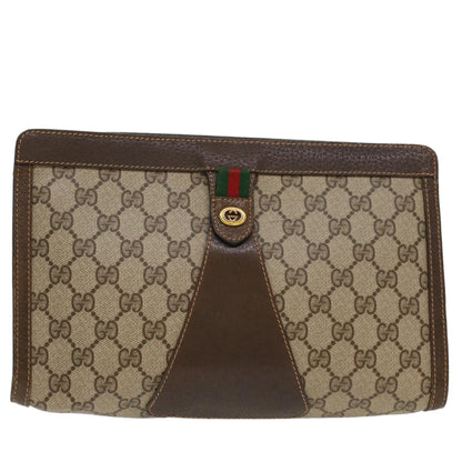 GUCCI GG Canvas Web Sherry Line Clutch Bag Beige Red 156.01.033  ep1221