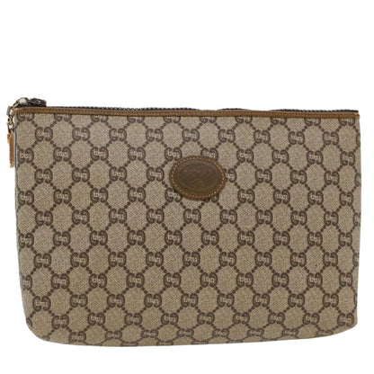GUCCI GG Plus Canvas Clutch Bag PVC Leather Beige  ep1228