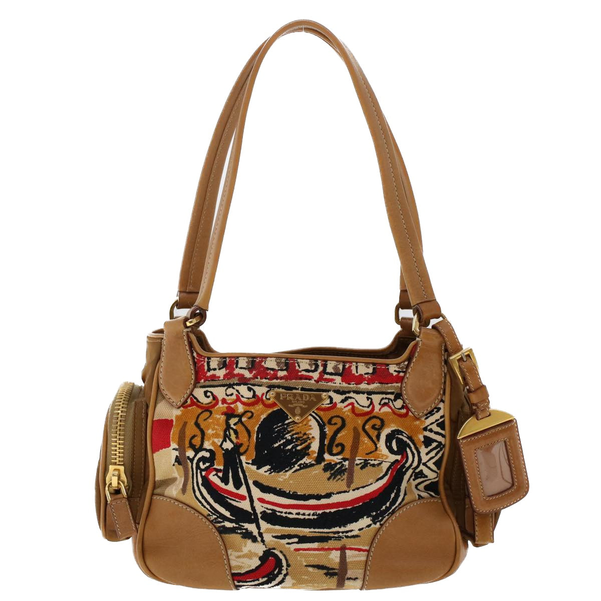 PRADA Shoulder Bag Canvas Brown Auth ep1246