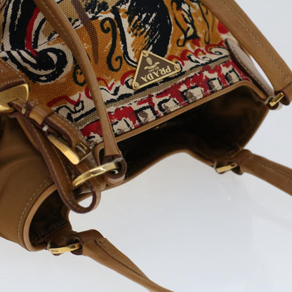 PRADA Shoulder Bag Canvas Brown Auth ep1246