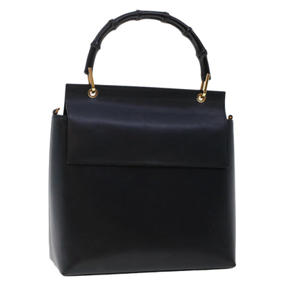 GUCCI Bamboo Shoulder Bag Leather Black  ep1264