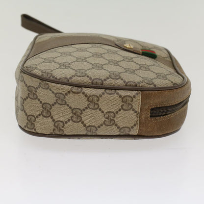 GUCCI GG Canvas Web Sherry Line Clutch Bag PVC Leather Beige Red  ep1269