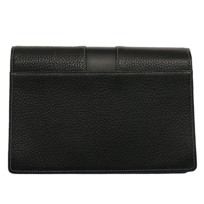 BURBERRY Clutch Bag Leather Black Auth Ep1686