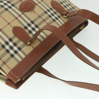 BurberrySs Nova Check Tote Bag PVC Leather Beige Auth ep1961