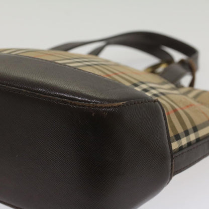 Burberry Nova Check Hand Bag Nylon Canvas Beige Auth ep1964
