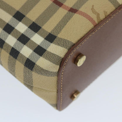 Burberry Nova Check Hand Bag PVC Leather Beige Auth ep2162