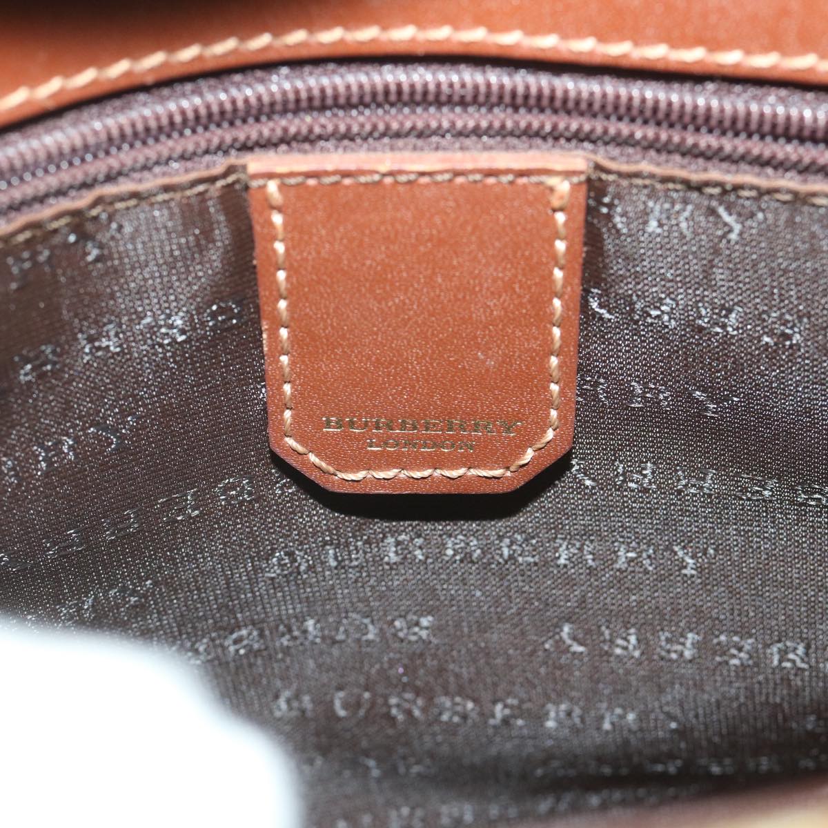Burberry Nova Check Hand Bag PVC Leather Beige Auth ep2162