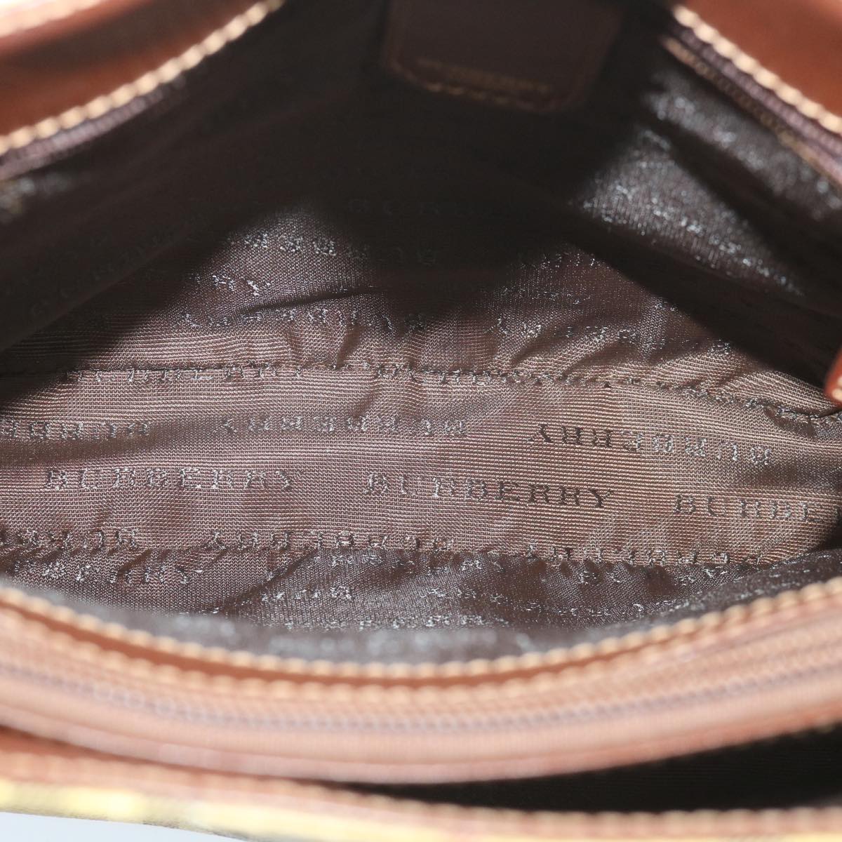 Burberry Nova Check Hand Bag PVC Leather Beige Auth ep2162