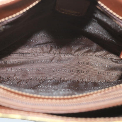 Burberry Nova Check Hand Bag PVC Leather Beige Auth ep2162