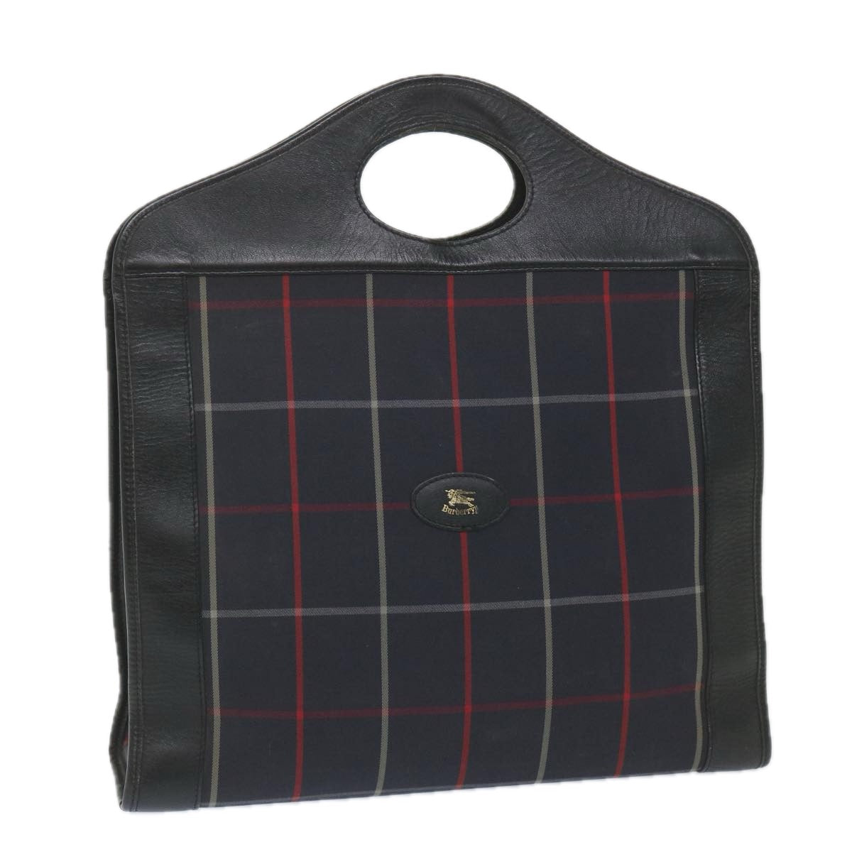 BurberrySs Nova Check Hand Bag Nylon Canvas Navy Auth ep2181
